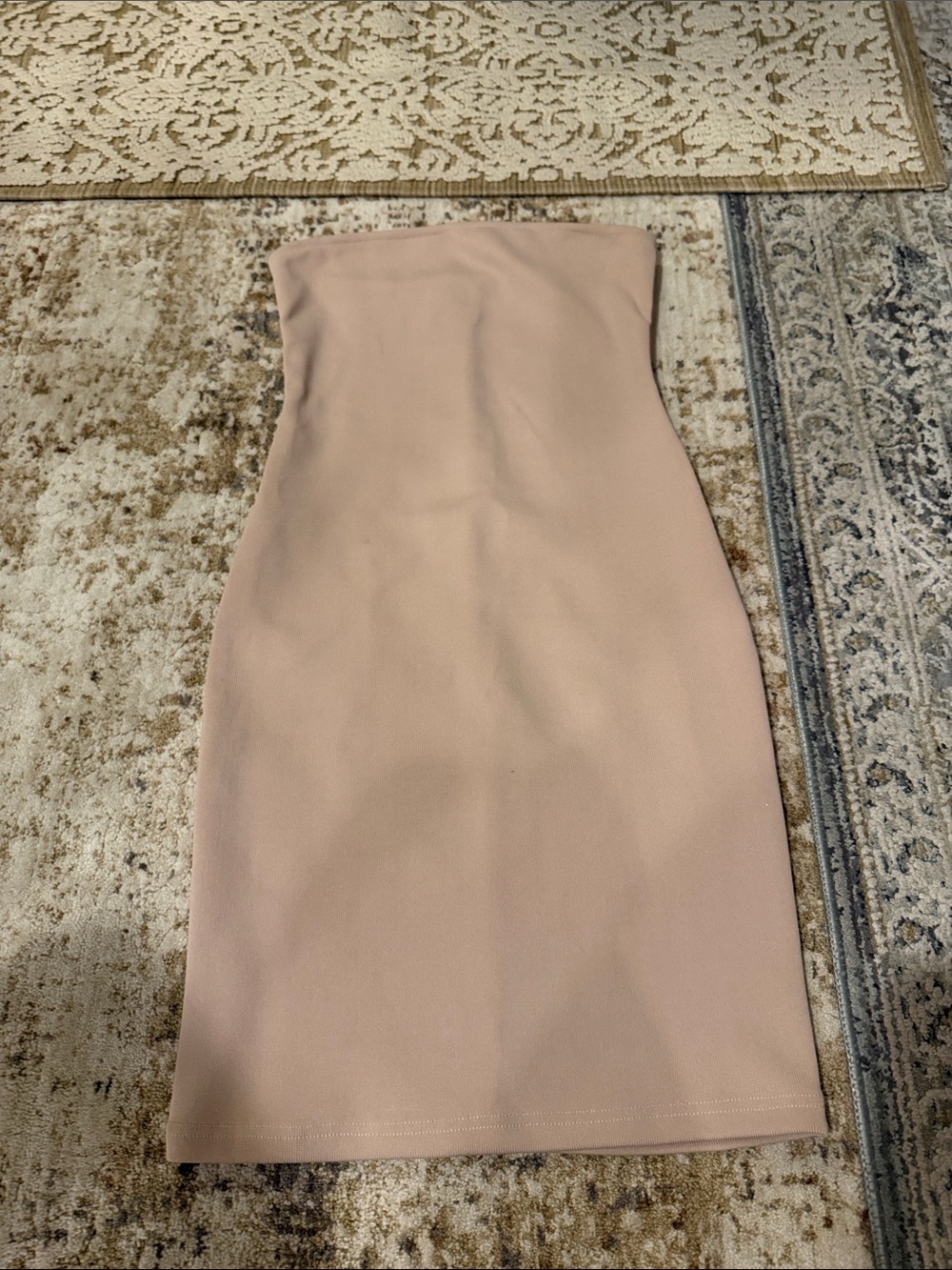 Strapless Blush Bodycon Midi Dress